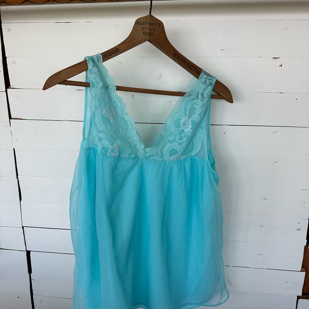 Women's Blue Lace Trim Vintage Cami